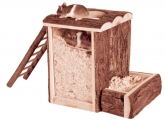Trixie Drewniany domek wieża z drabinką dla myszek i chomików 20 x 20 x 16 cm 