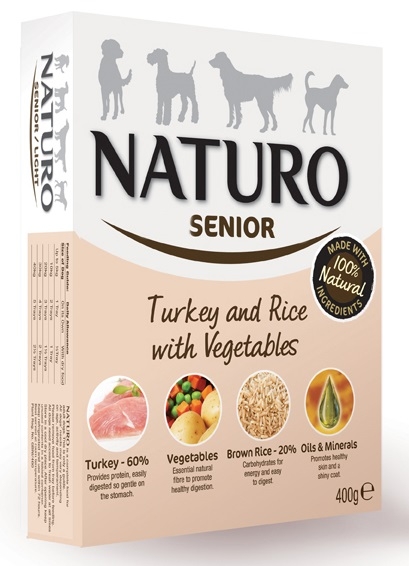 Zdjęcie Naturo Dog tacka dla psa Senior   indyk z ryżem i warzywami 400g