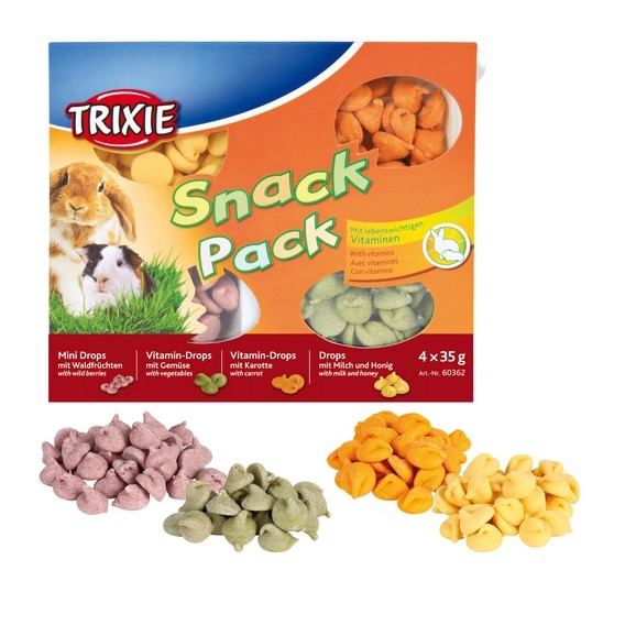 Zdjęcie Trixie Snack Pack dla królików i gryzoni  zestaw czterech dropsów 4x35g