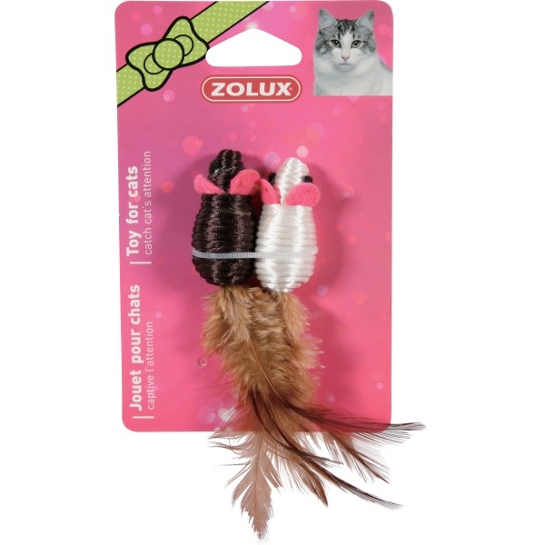 Zdjęcie Zolux Zestaw 2 myszek z piórkami dla kota   5 cm