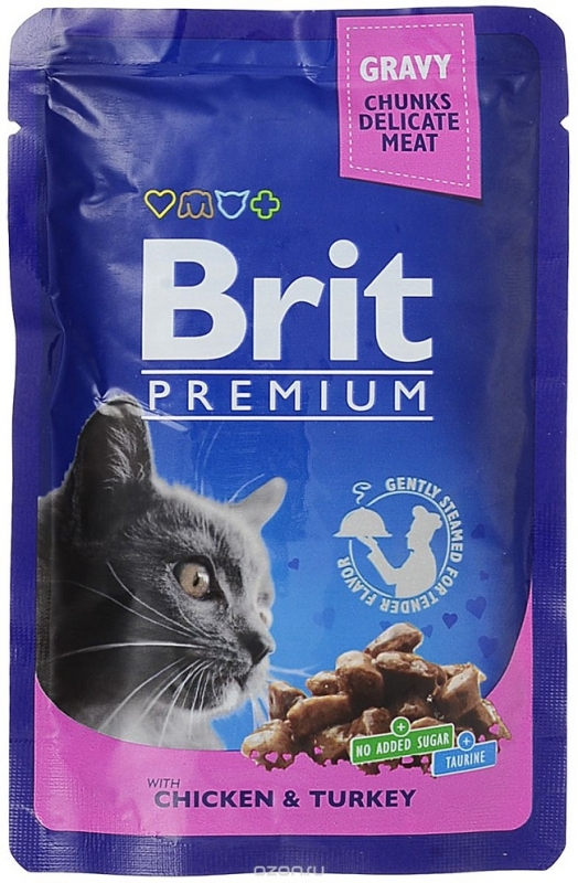 Zdjęcie Brit Premium Cat Adult saszetka w sosie z kurczakiem i indykiem 100g