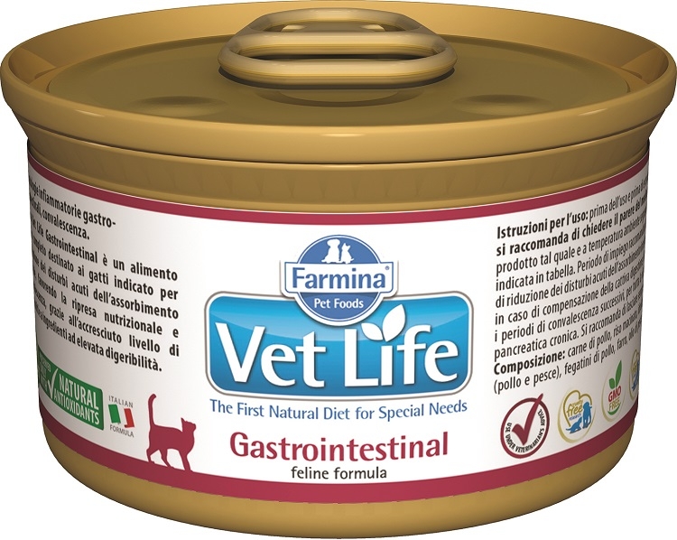 Zdjęcie Farmina Vet Life Cat Gastrointestinal puszka dla kota  schorzenia żołądka i jelit, rekonwalescencja 85g