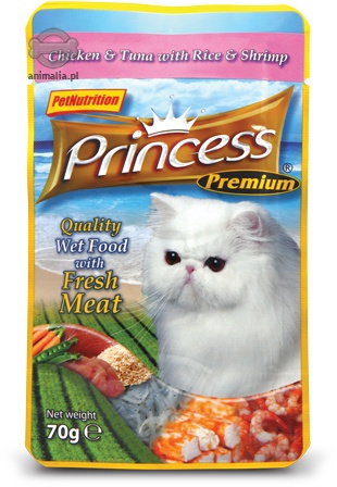 Zdjęcie Princess Premium Cat saszetka  kurczak, tuńczyk i krewetki 70g