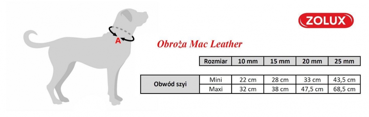 Zdjęcie Zolux Obroża skórzana Mac Leather szer. 25 mm   40-65 cm