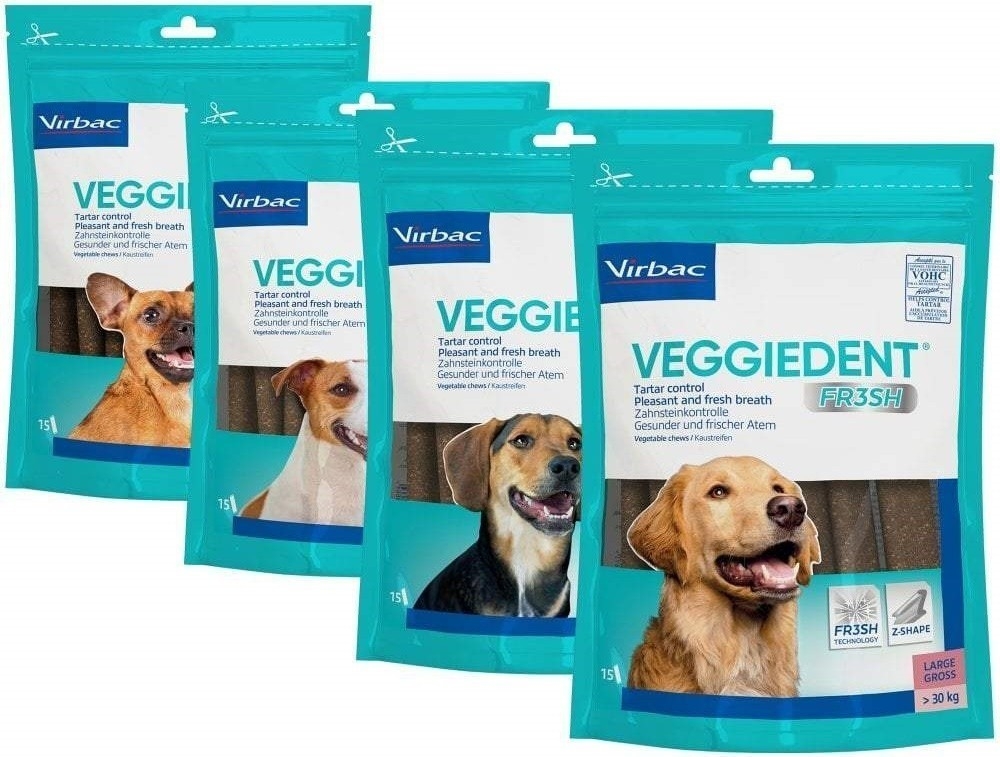 Zdjęcie Virbac Veggiedent Fr3esh gryzaki do pielęgnacji jamy ustnej rozmiar S dla psów 5-10kg 15 szt.